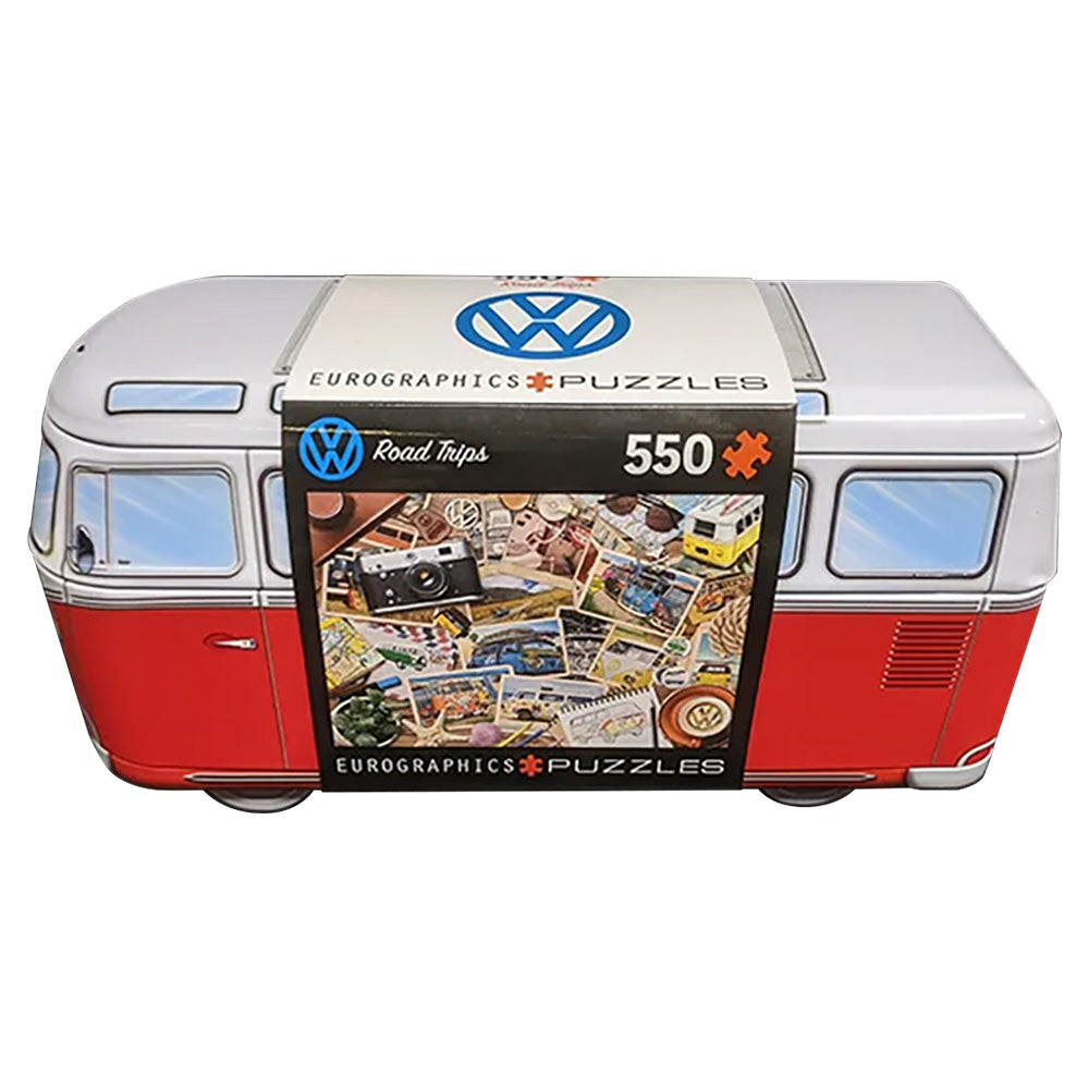 VW Road Trips 550-Piece Puzzle in Collectible Tin with Poster